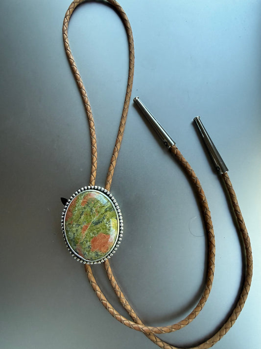 "Brown Trout" Agate bolo in silver
