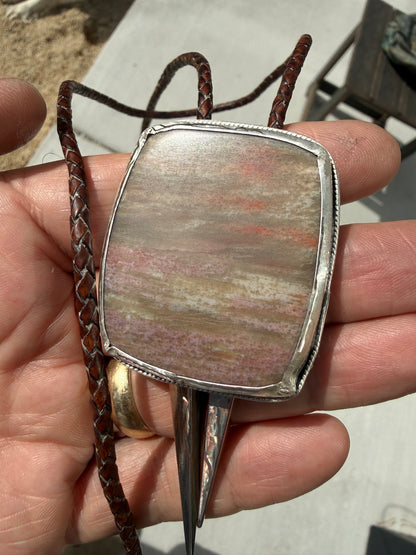 Bolo tie - picture jasper, ocean scape