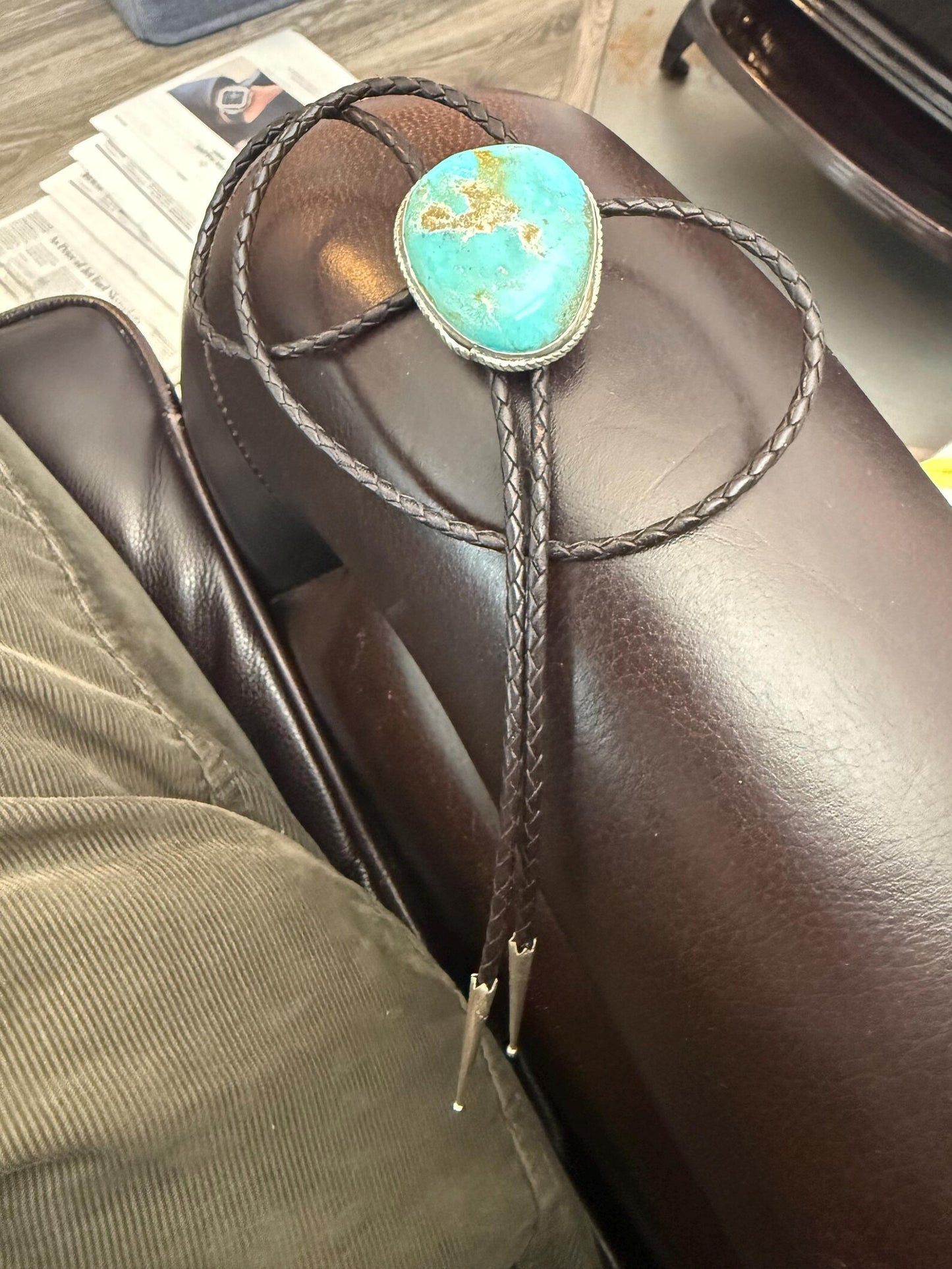 Men's Bolo Royston Turquoise in 925 and 999 Silver