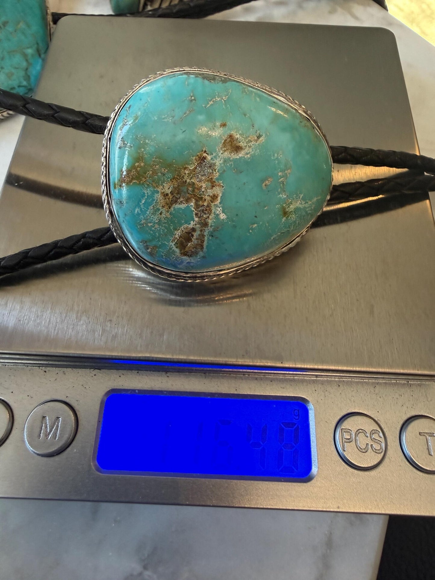 Men's Bolo Royston Turquoise in 925 and 999 Silver